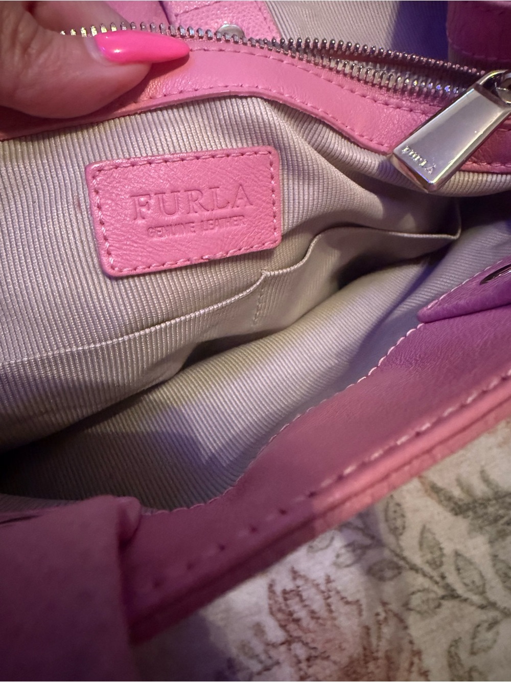 Furla Pink Leather Tote Bag - Picture 2 of 6